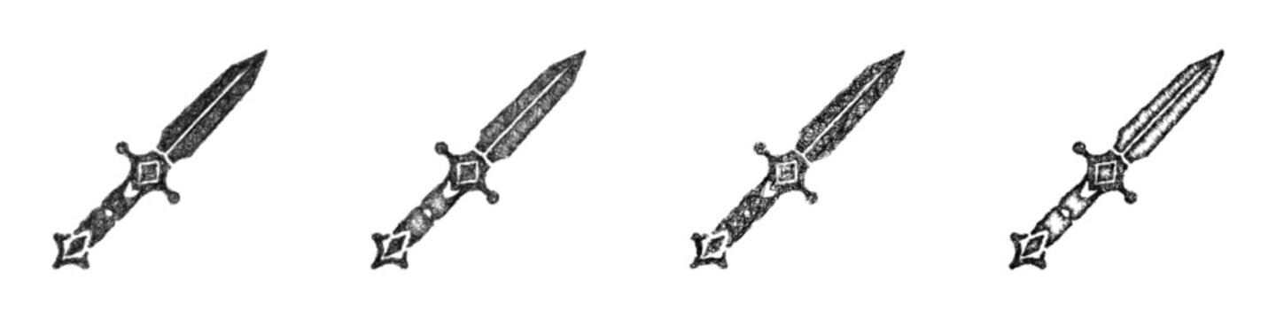 Sketch ceremonial dagger icon design set