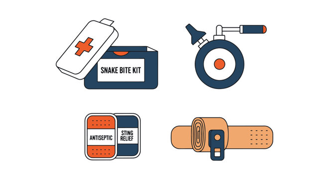 Snake bite kit Line art vector simple abstract illustration