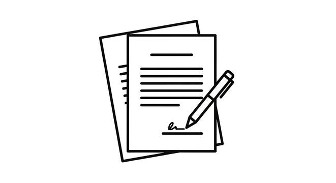 Contract document with pen signature icon