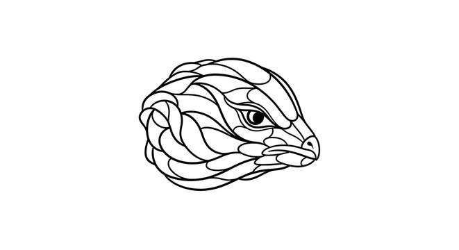 Stippled art illustration of a lizard head with line art with black and white