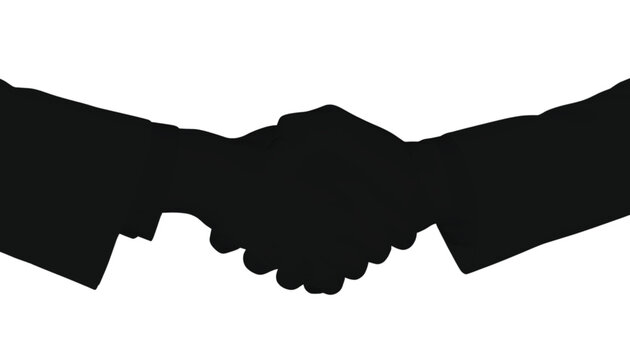 Handshake silhouette shows a professional agreement finalized by two corporate partners.