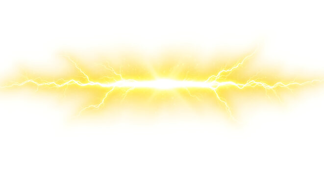 Abstract yellow electric lightning flash effect