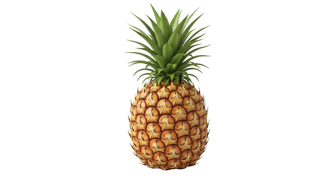 Fresh pineapple with green leaves isolated on white background