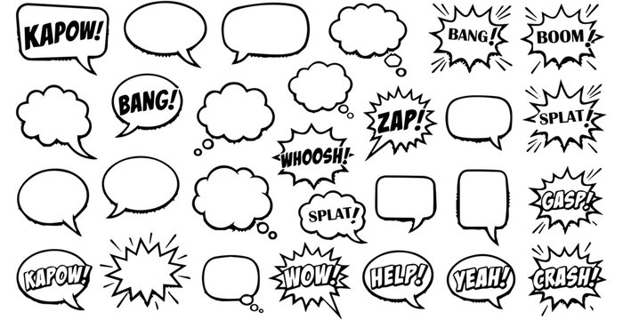 Mega Collection of Comic Speech Bubbles and Pop Art Sound Effects