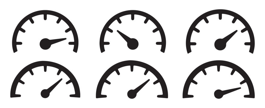 Black speedometer icon for automotive and web interface. vector illustration eps 10.