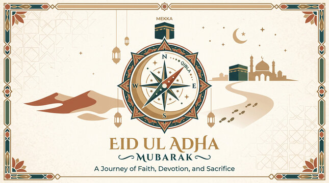 Compas Unque Design of Eid Mubarak Greetings