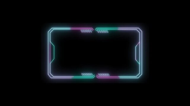 Futuristic hud frame for digital interface screen display. Cyber style neon border layout designed for virtual data presentation. Modern sci fi interface structure built for technology.