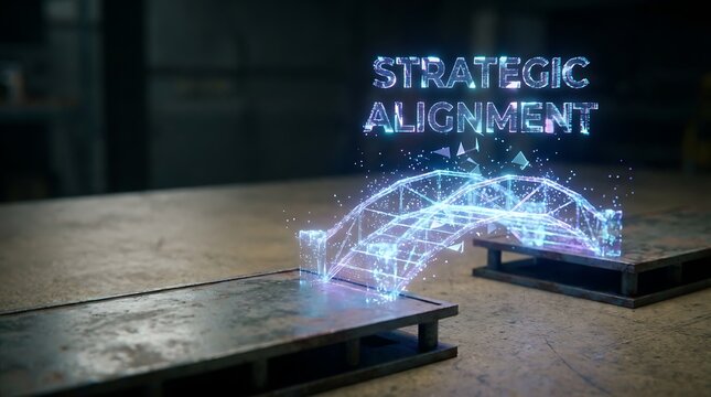 Strategic alignment concept with bridge model.