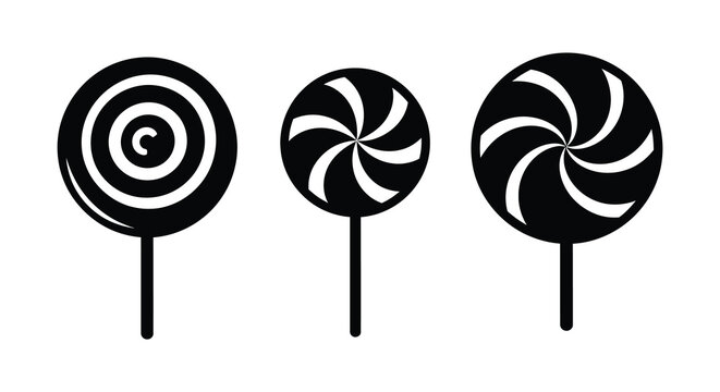 Three black circular lollipops displayed in a simple graphic silhouette