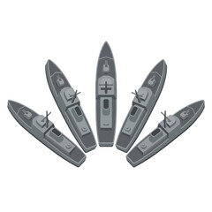 Obraz premium vector isometric sailing warships with formation 1