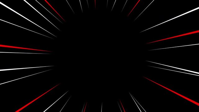 red and white anime-style speed lines on transparent background, alpha channel