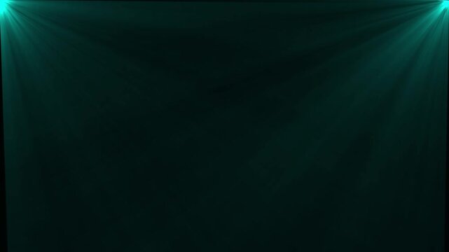 Stage spotlight frame animation creating dramatic corner light beams. Soft flare motion forming depth and focus in empty scene layout. Cinematic lighting background for mockups presentations.