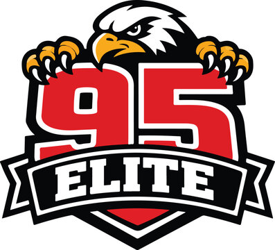 Elite 95 sports team mascot logo with eagle and shield
