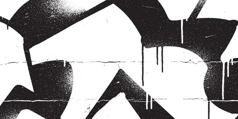 Abstract black spray paint graffiti drips and shapes on white brick wall background texture with street art urban decay graffiti abstract background creative decorative backdrop illustration © HexaFrame