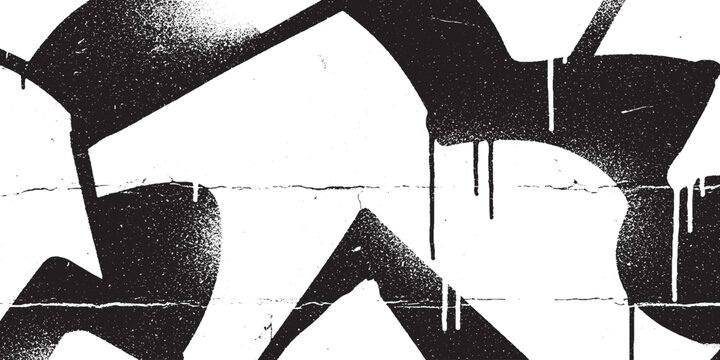Abstract black spray paint graffiti drips and shapes on white brick wall background texture with street art urban decay graffiti abstract background creative decorative backdrop illustration