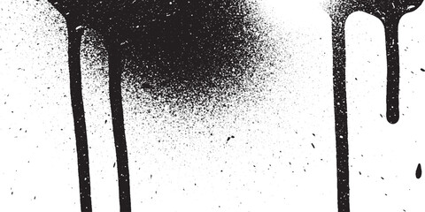 Black spray paint drips and splatter marks with grungy texture on white background ink splash grunge background street art paint drop textured background graphic design artistic element © HexaFrame