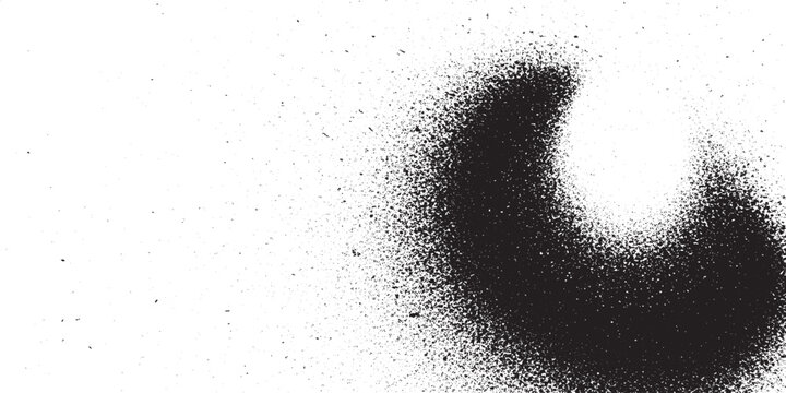 Black spray paint splatter mark with grungy dotted texture on clean white background ink splash grunge background street art paint drop dirty mark textured background graphic design splatter