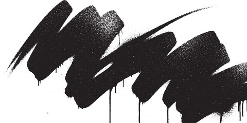 Jagged black spray paint strokes with drips on white background street art graffiti artistic textured distressed creative abstract isolated backdrop background scribble brushstroke © HexaFrame