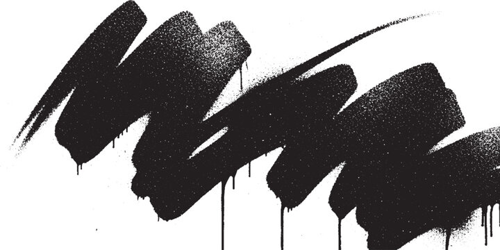 Jagged black spray paint strokes with drips on white background street art graffiti artistic textured distressed creative abstract isolated backdrop background scribble brushstroke