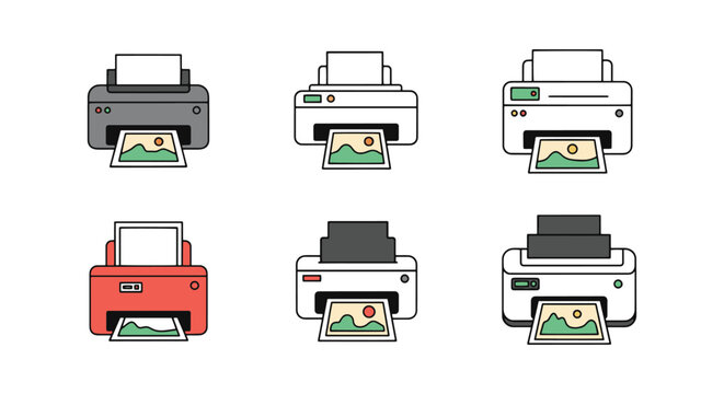 Photo printer Line art vector abstract design