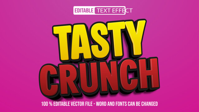 Editable 3d text style effect - Tasty Crunch Snack text effect Template