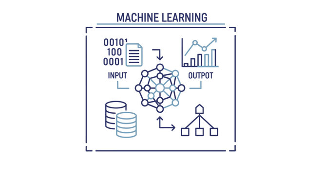 Neural Networks, Data Inputs, Outputs, Analytics Infographic, Digital Environment, Educational Overview