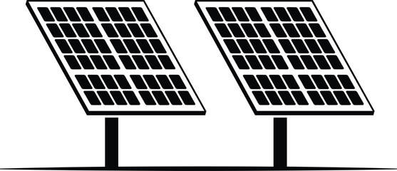 Pair of black solar panels on stands against white background for renewable energy concept © Vector Expert