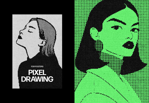 Pixel Photo Effect &ndash; Drawing for Poster & Social Media (PSD)