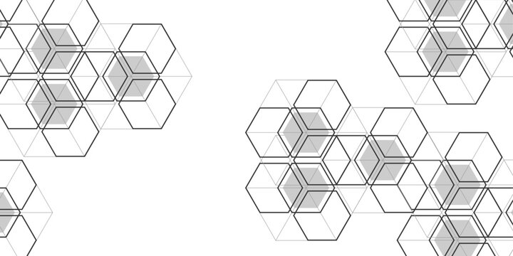 Linear geometric drawing.Abstract white background from cubes and lines.Vector illustration.