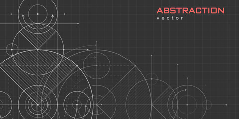 Obraz premium Technological drawing . Geometric circles. Engineering technologies. Background .Vector illustration.