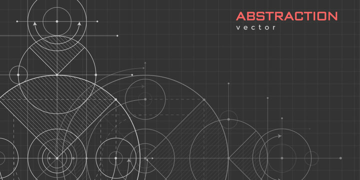 Technological drawing . Geometric circles. Engineering technologies. Background .Vector illustration.