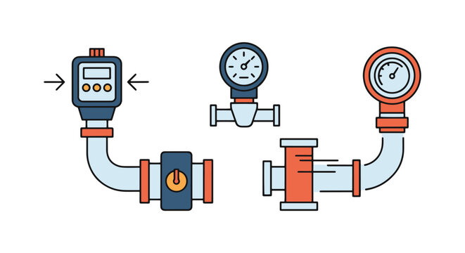 Refrigerant flow meter Line simple color shapes illustration