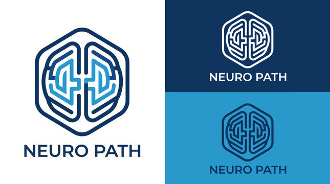 This image showcases a modern logo designed for 'Neuro Path', featuring an intricate brain design that symbolizes intelligence, connectivity, and innovation in mental health.