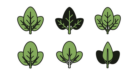 Fototapeta premium Spinach Leaf Plate Line art creative abstract vector