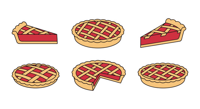 Rhubarb Tart Line art vector clean abstract colorful pattern