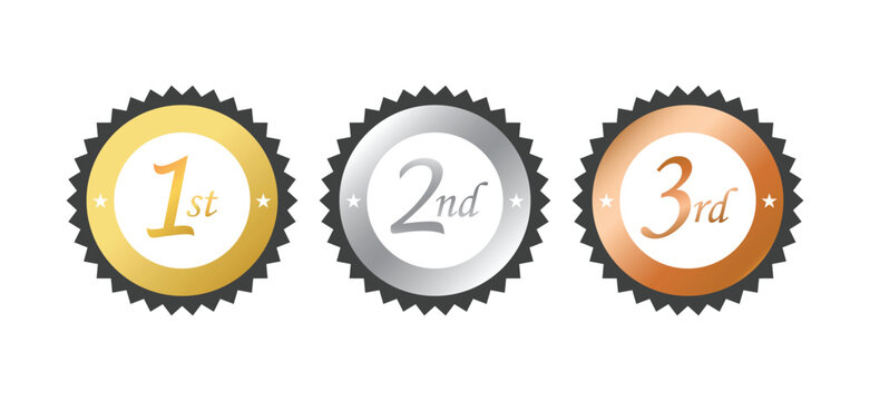 Premium Gold Silver Bronze First Second Third Award Badges winner achievement labels Set