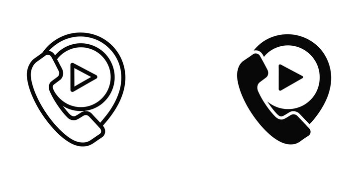 Contrast between a simple and bold design of a telephone with a play button icon inside