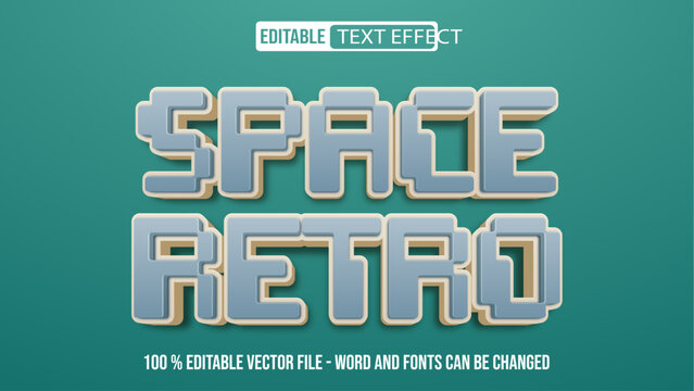 Editable 3d text style effect - Space Retro text effect Template