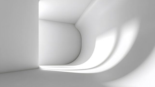 Clean white abstract architectural background with smooth curves and light