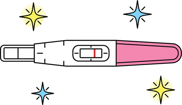 Pregnancy test illustration featuring positive result device with indicator window home testing kit and reproductive health concept vector design