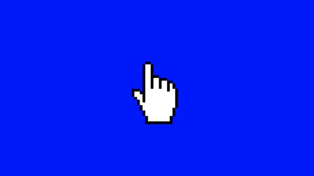 A video showcasing a classic computer mouse cursor on a blue background