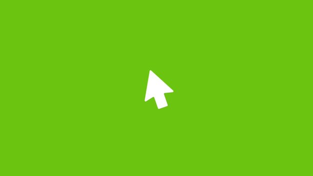 A video showcasing a white computer mouse cursor on a green screen background