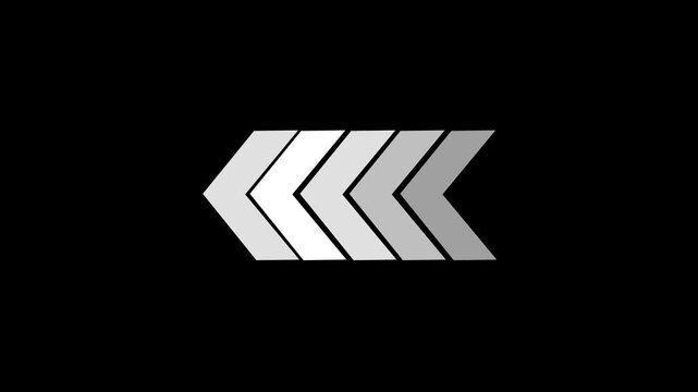 Arrow indicator animation for direction and navigation graphics. Chevron arrow motion symbol for progress flow and transition visuals. Minimal arrow sign animation for interface and infographic