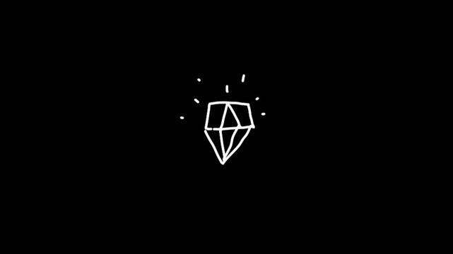 A video showcasing a minimalist diamond graphic on a black background with a modern aesthetic