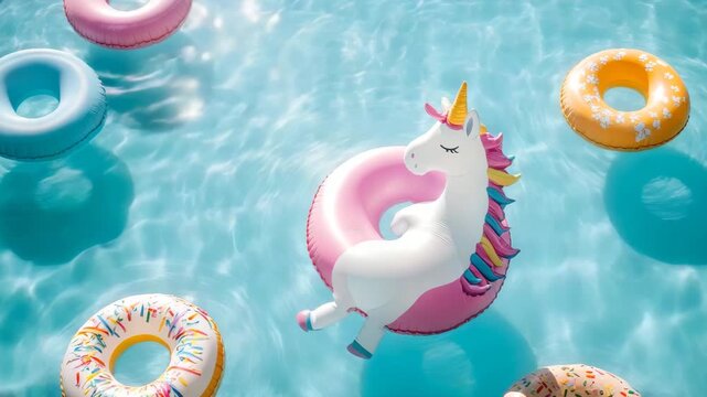 Unicorn Pool Float in Summer Swimming Pool