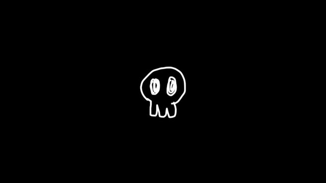 A video showcasing a simple white cartoon character on a black background