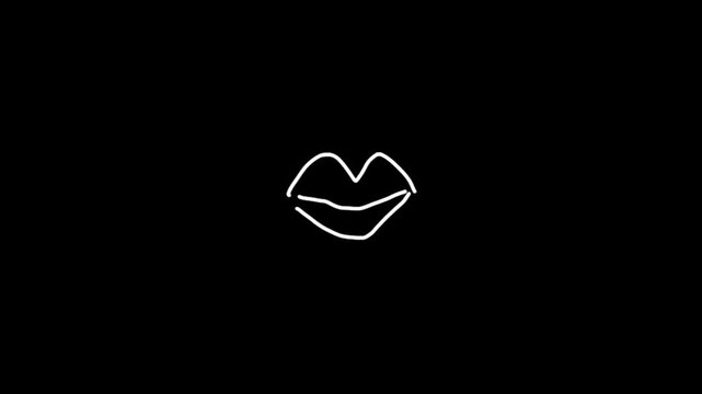A video showcasing a minimalist illustration of lips on a black background