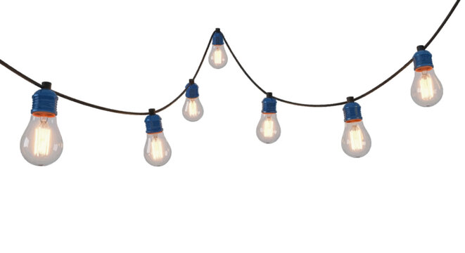 Vector illustration&nbsp;of string of vintage edison light bulbs on a transparent background