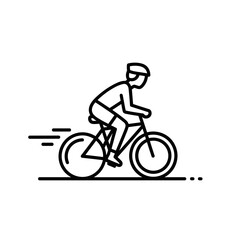 Fototapeta premium A cyclist riding on the road. This modern line icon is perfect for navigation apps, fitness trackers, outdoor lifestyle blogs, and cycling event interface design.