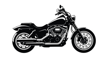 Obraz premium Detailed black and white illustration of a classic motorcycle silhouette